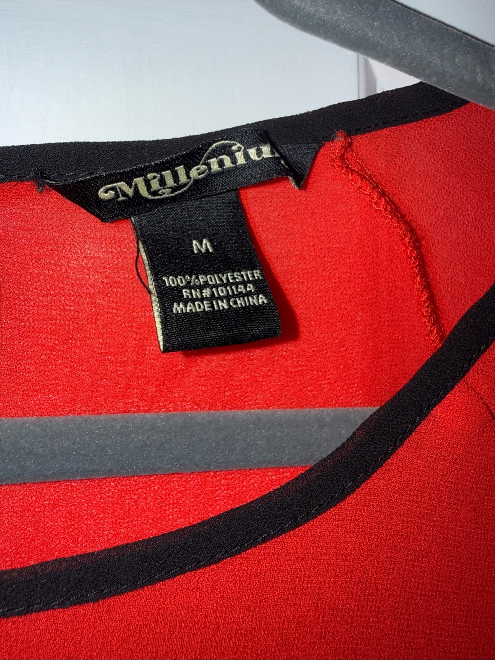 Apt. 9 Red Sheer Blouse with Black Trim - Picture 2 of 4